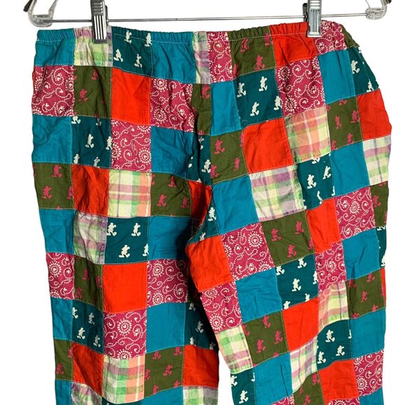 Disney Parks Mickey Mouse Lounge Pants M Multicolored Patchwork Elastic Waist - Picture 4 of 5